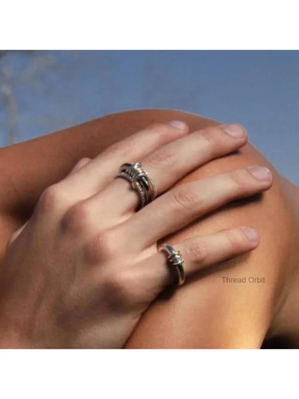 18k Gold Plated Cubic Zirconia Stackable Ring Set Multi Metal